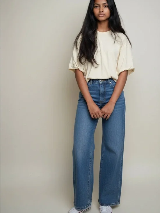 High-Rise Wide Leg Women's Sanctuary Denim Jeans in Medium Blue Size 28 - Picture 3 of 6